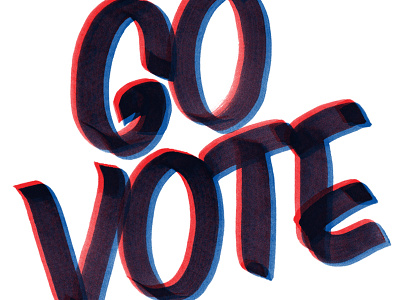 Go Vote 3d lettering painting single stroke