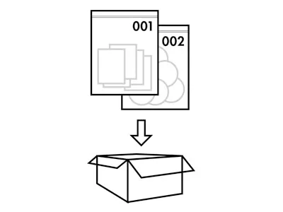 bags in a box black and white illustration linework one color technical illustration