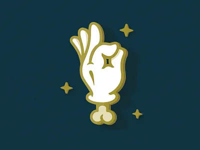 Okie Doke bone button cartoon hand okay pin sparkle