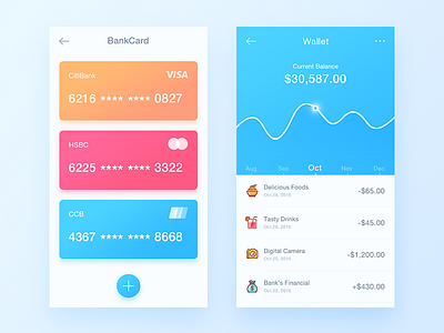 Payment Balance App app balance bankcard blue daily ui drink finance food payment wallet