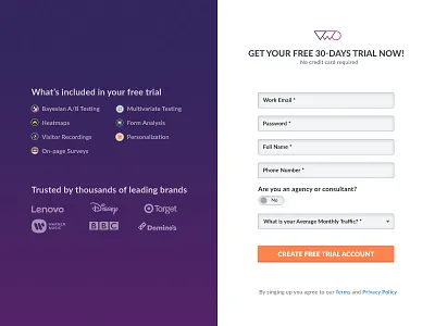 VWO - Free Trial form free trial login register sign up