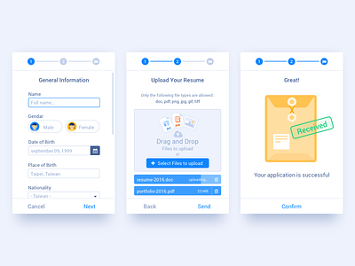 UI Kit | Steps application file flow form gender icon illustration input progress step type upload