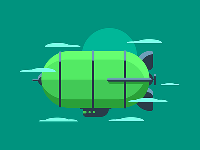 Blimp 2d air blimp flat graphicdesign green illustration safe simple style travel zeppelin