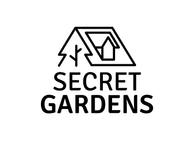 04 Secret Gardens branding design estate freehand graphic house icon logo nature three