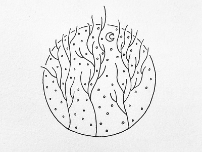 Night scene doodle drawing illustration indiana indianaart indianaartist ink penandink shading sketch stipple trees