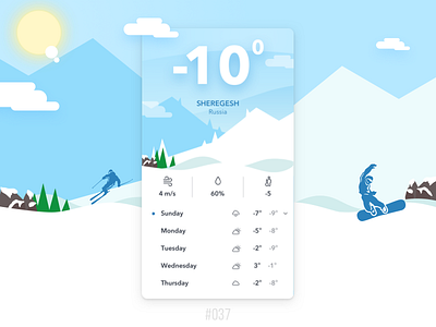 #Daily UI #037 - Weather 037 dailyui mountain russia sheregesh siberia ski resort skier snowboarder weather winter