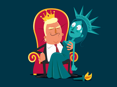 Trump election illustration king president sexism statue of liberty trump vector