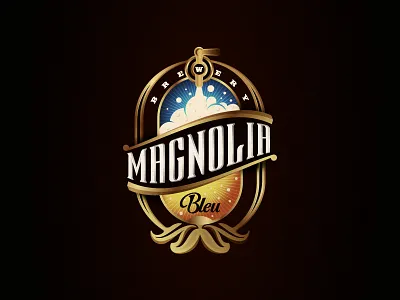 Emblem logo for a draft beer company badge beer beer emblem bleu emblem gold logo magnolia