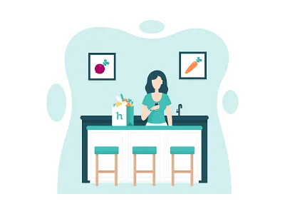 A day in the life - Scene 3 bunny groceries illustration kitchen phone rabbit woman