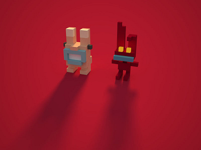 Real Monsters ickis krumm magicavoxel monsters real voxelart voxels