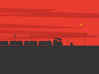 Travel... 2d digital distance illustration locomotive memories moon night old railway silhouette steam style train transport travel video