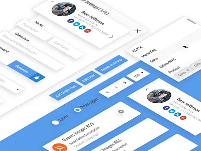 PostBeyond Desktop App UI Components app application design atoms desktop mockup product design profile sass ui ui component user ux