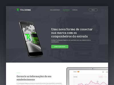 Trucking Landing Page app interface landing page ui web web design