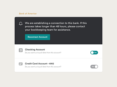 Account Connections accounts bank connections interface ui