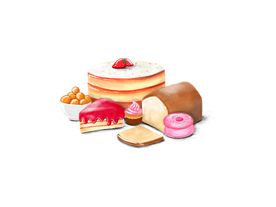 Bakery & Sweets art bakery bread cakes colourful concept. donut illustration sweets