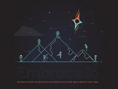 Embrace.io North Star Scene app aqua badge branding data design logo marketing orange style guide