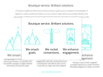 New icons on the Zealous Digital site clean design falcon heavy icons mountain rocket website