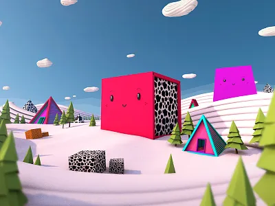 Experiments with Cute characters 3d antonmoek c4d character cinema4d digitalart illustration lowpoly nature render