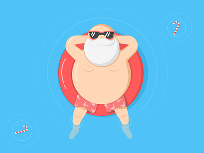 Summer Santa christmas claus figma illustration pool santa summer sunglasses water xmas