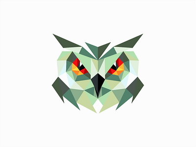 Owl geometric logo low poly mark owl