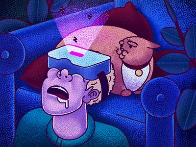 Virtual Reality (VR) Impact Illustration affinity designer cat character dribbling graphic illustration pet texture vector virtual reality vr zajno