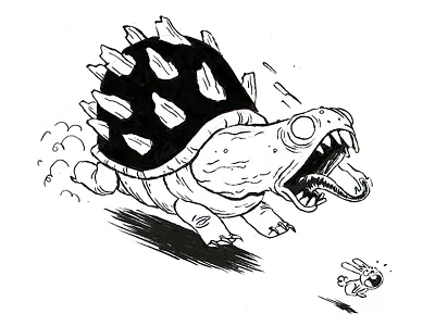 Tortoise and Hare creature hare ink inktober inktober 2016 pen tortoise