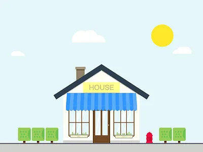 HOUSE building family flat house illustration shop sketch tree window