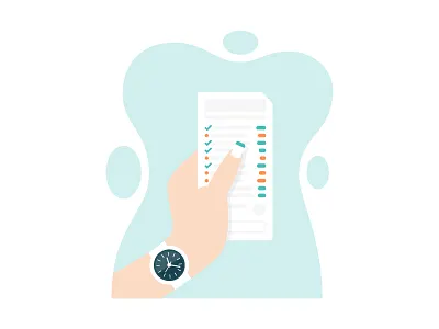 A day in the life - Scene 4 hand illustration receipt watch woman