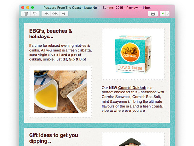 The Dukkah Company – Marketing E-mail #2 branding cornwall design dukkah e mail email food identity logo marketing postcard stamp