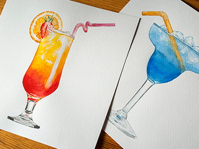 Watercolor cocktails cocktail cocktails illustration watercolor