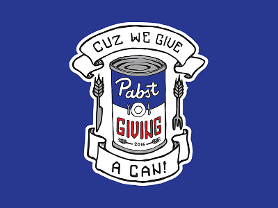 Pabstgiving Logo Tagline brand campaign food drive holidays illustration logo development pabst blue ribbon