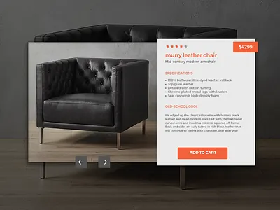 Murry Leather Chair card design ecommerce interface product sales ui user interface web