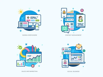CRM icons crm flat flat icons icons illustration marketing vector