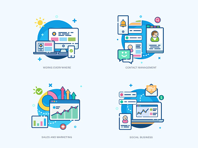 CRM icons crm flat flat icons icons illustration marketing vector