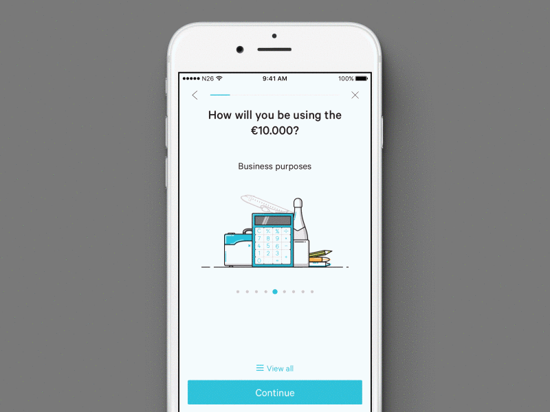 Select purpose animation banking illustration mobile purpose spending ui ux