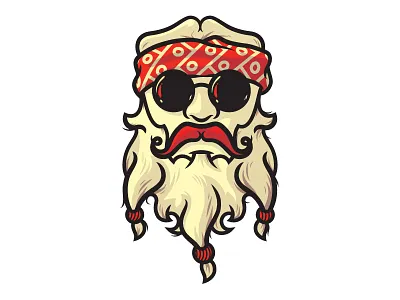 Bohemian Charlie biker flat illustration