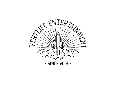 Vertlife ent. branding clean clouds design flat line logo mark minimal rocket vertlife ent