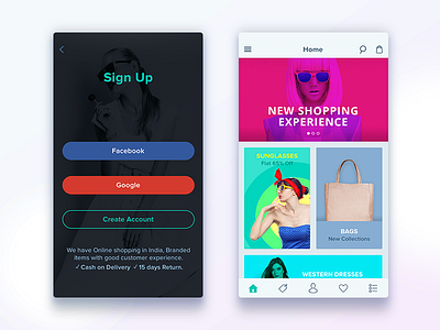 Shopping App app e commerce fashion home ios signup uiux