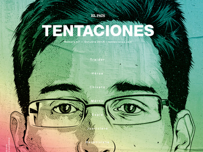 TENTACIONES artwork editorial edward snowden face icon illustration magazine pop portrait tentaciones vector