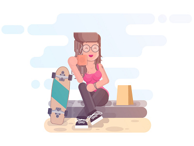 Coffee Break break character character design coffee girl hangout illustration skate skater vector