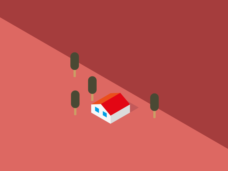 Landslide {gif} 2d after effects animated gif animation gif house isometric landslide minimal motion graphics tree