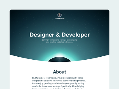 A Plain Planet Portfolio css development front end planet portfolio space web website