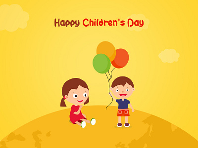 Children's Day art child children day design direction earth kids orange poster yellow