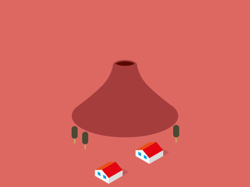 Volcano {gif} 2d after effects animated gif animation gif house isometric minimal motion graphics tree volcano