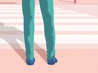 The Wait legs man pants pink shadow shoes standing time traffic wait waiting