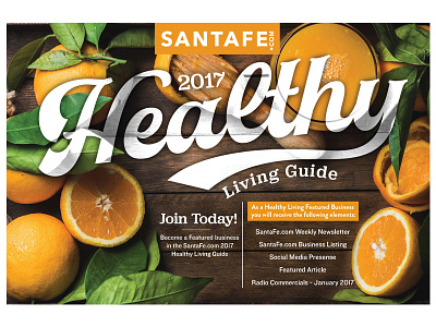 Healthy Living Guide orange postcard typography