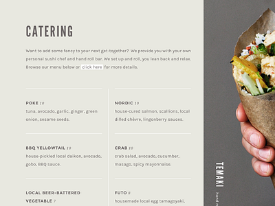 Gohan | Website catering grid menu sushi typography website website design