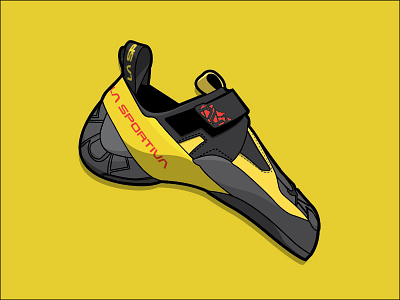 Skwama climbing design illustration la sportiva rock rubber shoe skwama yellow