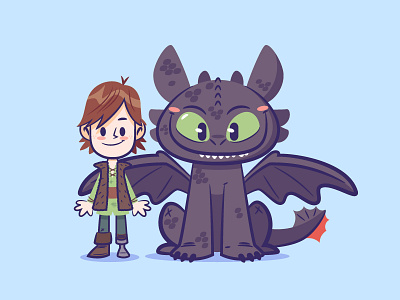 Lil BFFs : Hiccup and Toothless character design dreamworks illustration lil bffs