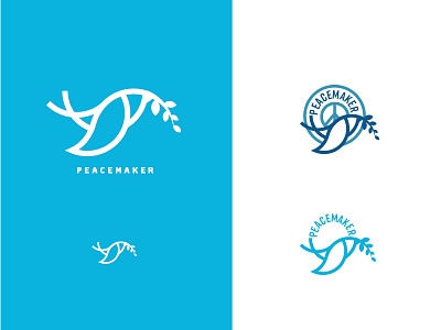 Peacemaker dove icon logo logotype olive branch peace simple